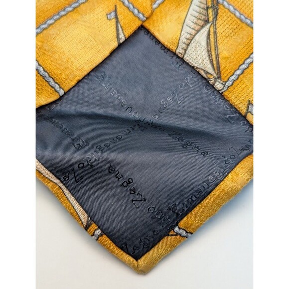 ERMENEGILDO ZEGNA Men's Silk Necktie ITALY Luxury Geometric Pattern 3.75" Wide - Picture 6 of 7